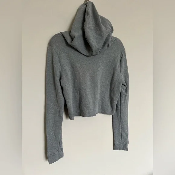 PINK Victoria’s Secret Cropped Hoodie Gray Neon Logo Size S - Picture 8 of 9